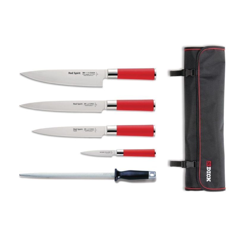 Ensemble de 5 couteaux Dick Red Spirit avec &eacute;tui - Ergonomie et Pr&eacute;cision - R&eacute;f. S902 - Dick