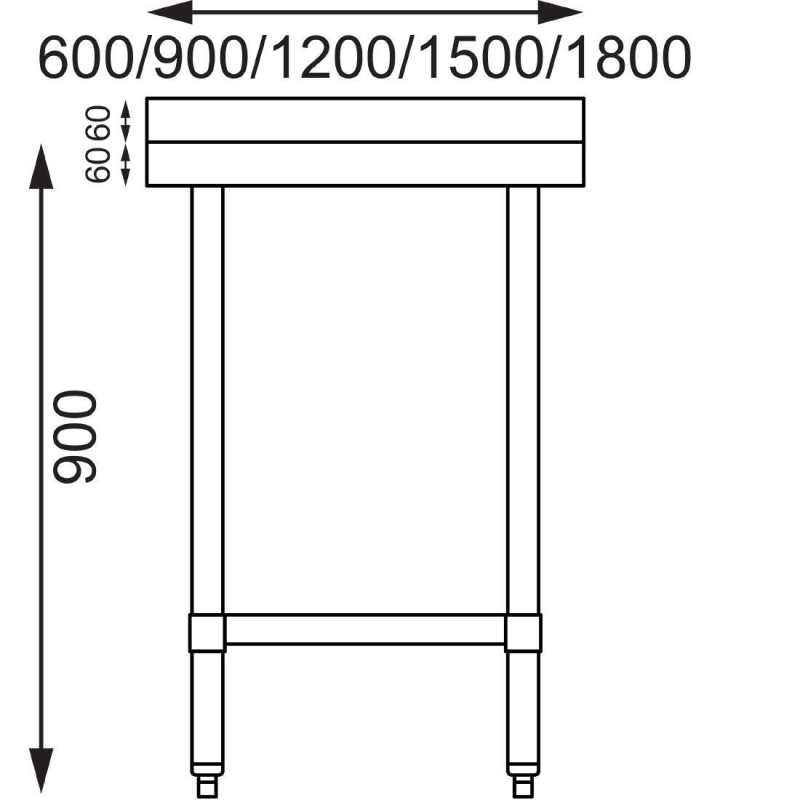 Table Inox avec Dosseret - 1200x600 mm - T381 - Vogue