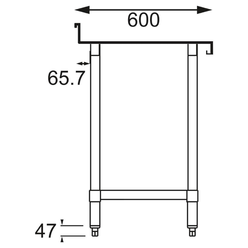 Table Inox avec Dosseret - 1200x600 mm - T381 - Vogue