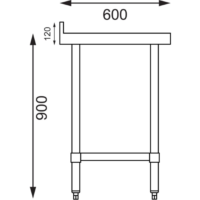 Vogue 1800x600 roestvrij stalen sectietafel met onderblad en afdekplaat