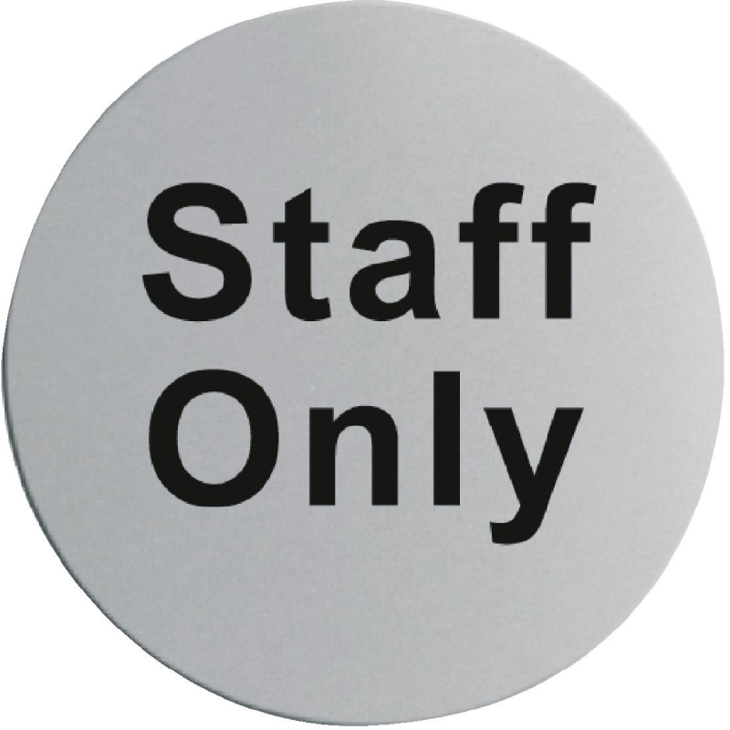 Deurbordje Roestvrij Staal 'Staff Only' - Diameter 7,5 cm - Ref. U060 - Materiel Horeca