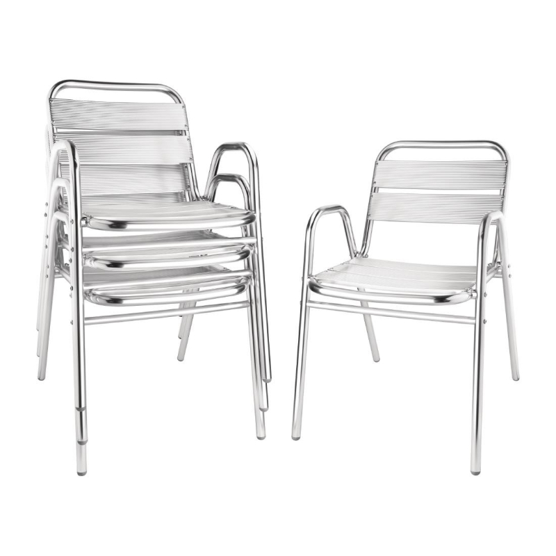 Aluminium stapelbare fauteuils met armleuning - Bolero - U501