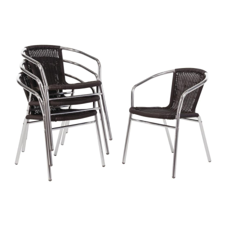 Fauteuils en rotin empilables noirs et aluminium - Bolero - U507