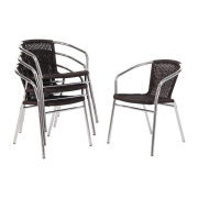 Zwarte en aluminium stapelbare rotan fauteuils - Bolero - U507