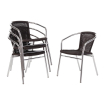 Fauteuils en rotin empilables noirs et aluminium - Bolero - U507