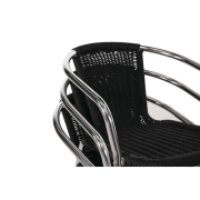 Zwarte en aluminium stapelbare rotan fauteuils - Bolero - U507