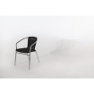 Zwarte en aluminium stapelbare rotan fauteuils - Bolero - U507
