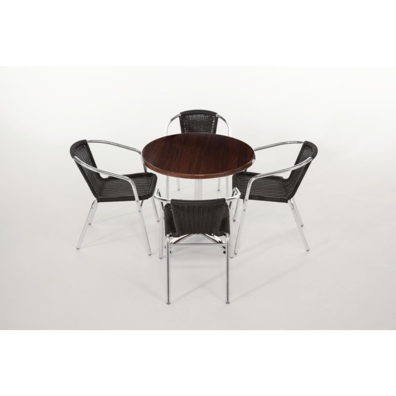 Zwarte en aluminium stapelbare rotan fauteuils - Bolero - U507