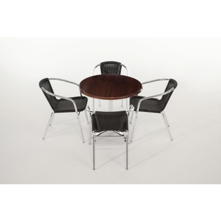 Fauteuils en rotin empilables noirs et aluminium - Bolero - U507