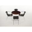 Fauteuils en rotin empilables noirs et aluminium - Bolero - U507