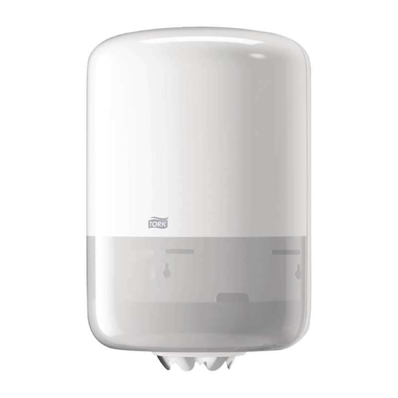 Witte dispenser voor Tork centreerhaspels