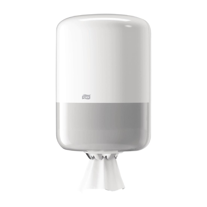 Witte dispenser voor Tork centreerhaspels