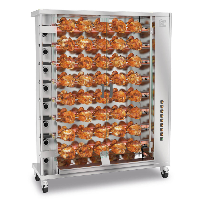 Professionele gas rotisserie met wielen - Speciale markt INOX - ROTISOL - 1175.8SMiG
