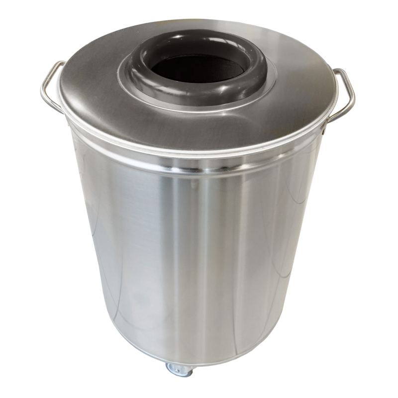 Poubelle inox ronde 90l sans p&eacute;dale, dimensions &oslash;450 ht685 - Sofinor