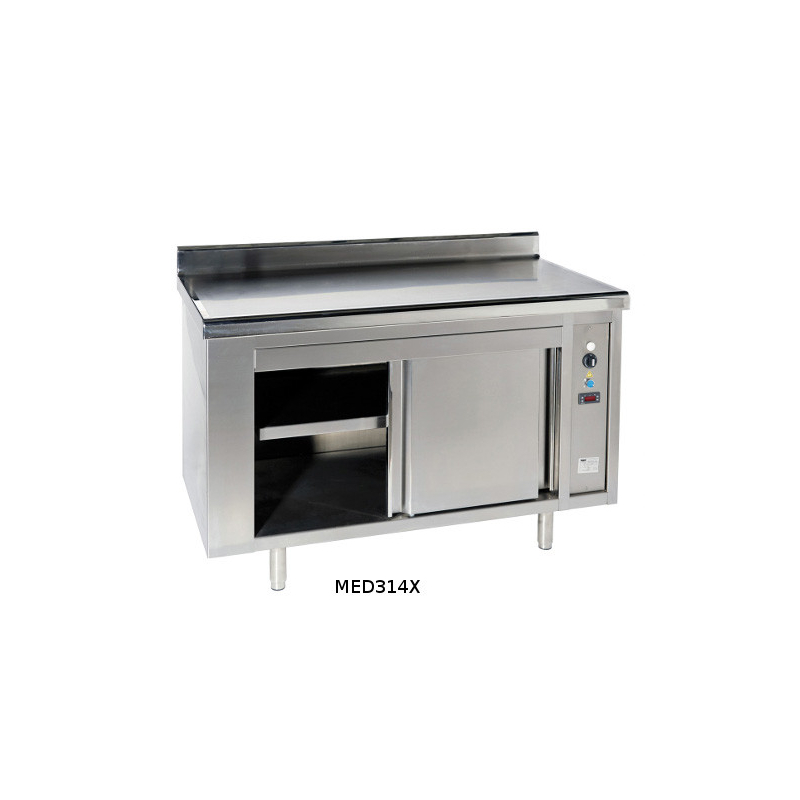 Meuble etuve ventile, dessus a dosseret ep 15/10ieme a bords rayonnes dim:1800 x 700 ht 900 - Sofinor