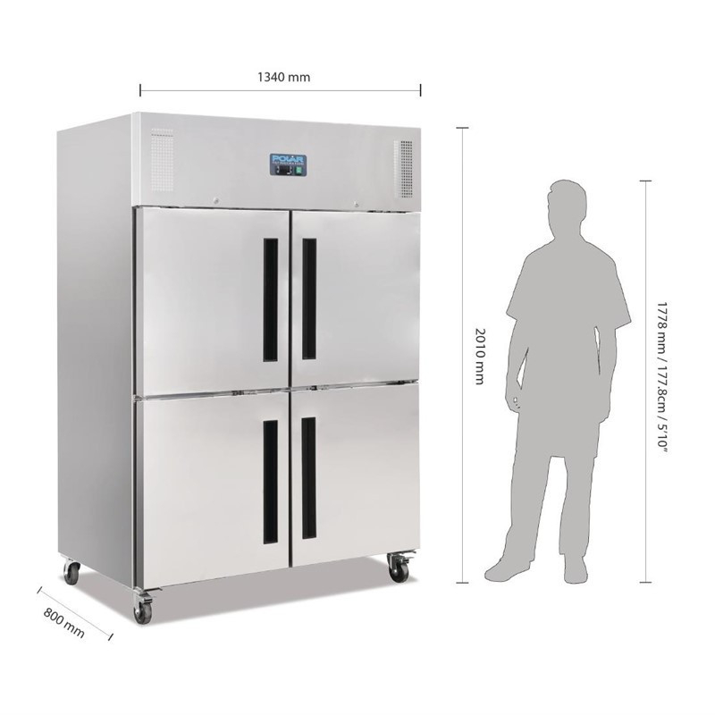 Dubbel negatieve koelvitrine 2 deuren GN 2/1 Polar G serie