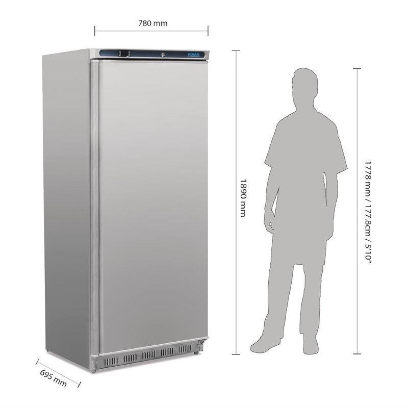 Polar C Serie 600L roestvrij staal negatieve koelvitrine