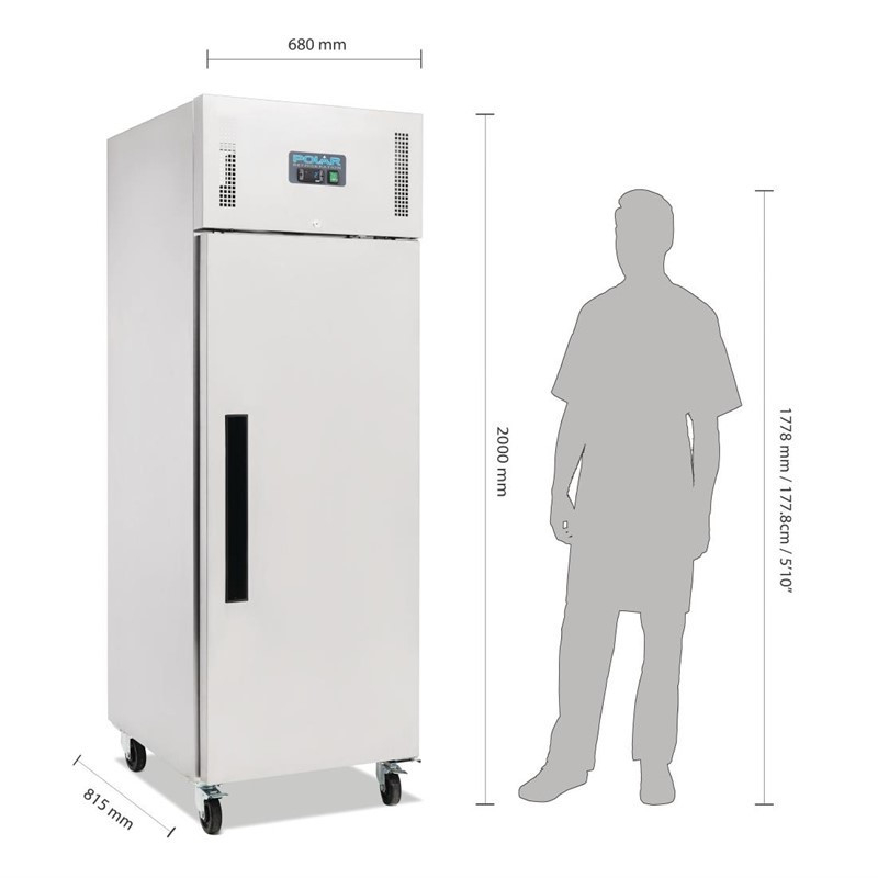Roestvrij stalen GN negatieve koelvitrine 1 deur Polar Serie G 600L