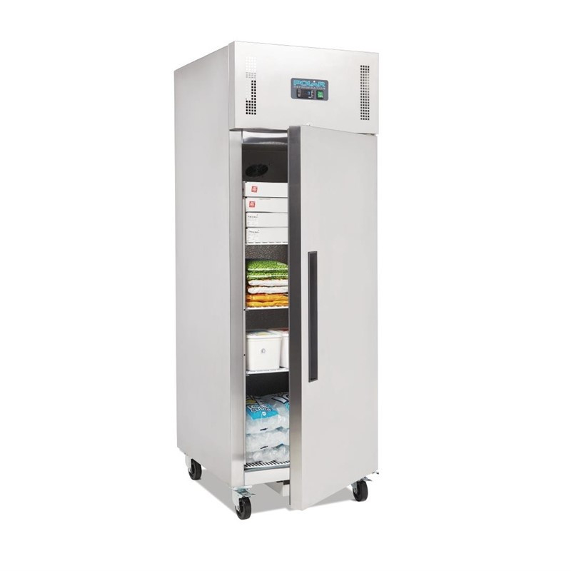 Roestvrij stalen GN negatieve koelvitrine 1 deur Polar Serie G 600L