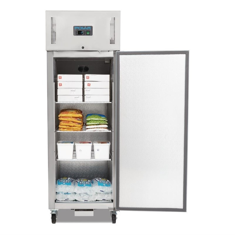 Roestvrij stalen GN negatieve koelvitrine 1 deur Polar Serie G 600L