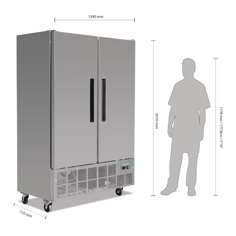 2-deurs negatieve koelvitrine 960L Polar G Serie