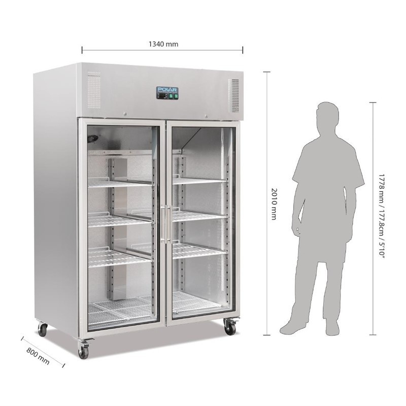 Positieve koelvitrine 2 deuren GN 2/1 770L - CW198 - Polar Serie G