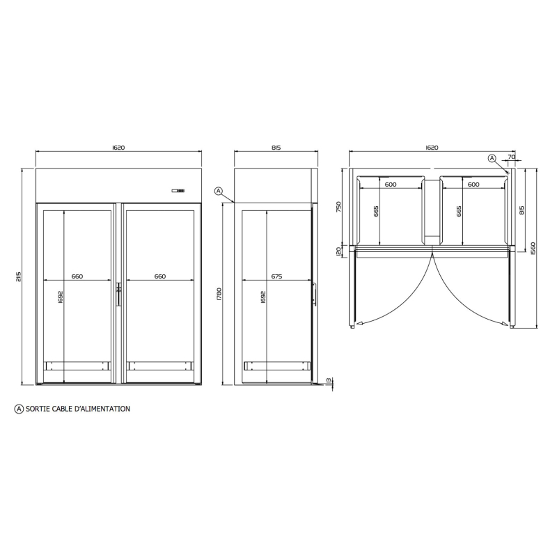 Armoire r&eacute;frig&eacute;r&eacute;e inox 1800 L pour &eacute;chelle et chariot