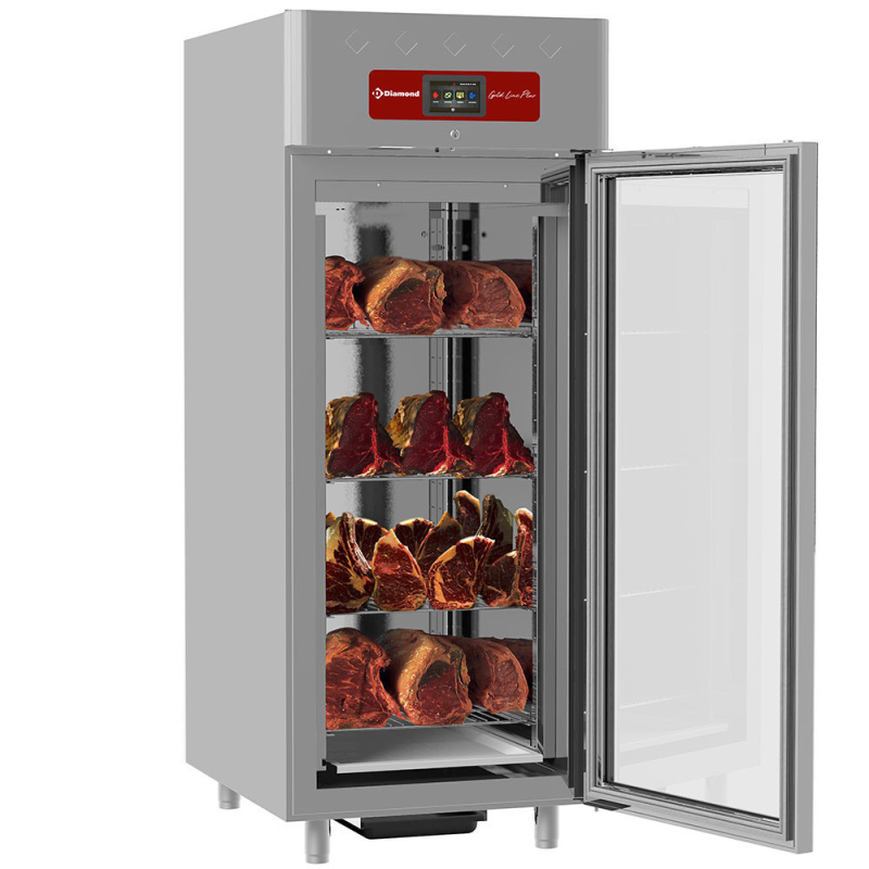 Gekoelde rijpingskast voor vlees 850 L, ventilatie, 1 glazen deur, 20xGN 2/1 - Diamond - AL4S/FGC