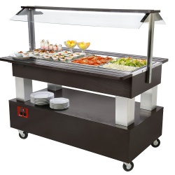 Buffet - Saladbar gekoeld, 4x GN 1/1-150 (weng&eacute; hout) -&hellip;
