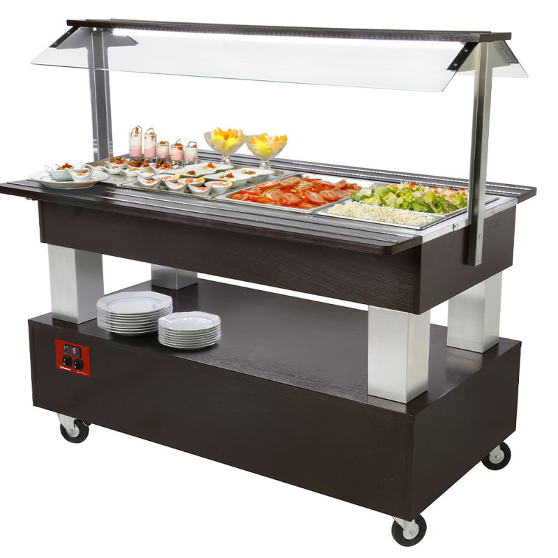 Buffet - Saladbar gekoeld, 4x GN 1/1-150 (weng&eacute; hout) - Diamond - BSB/4N-B1-R2