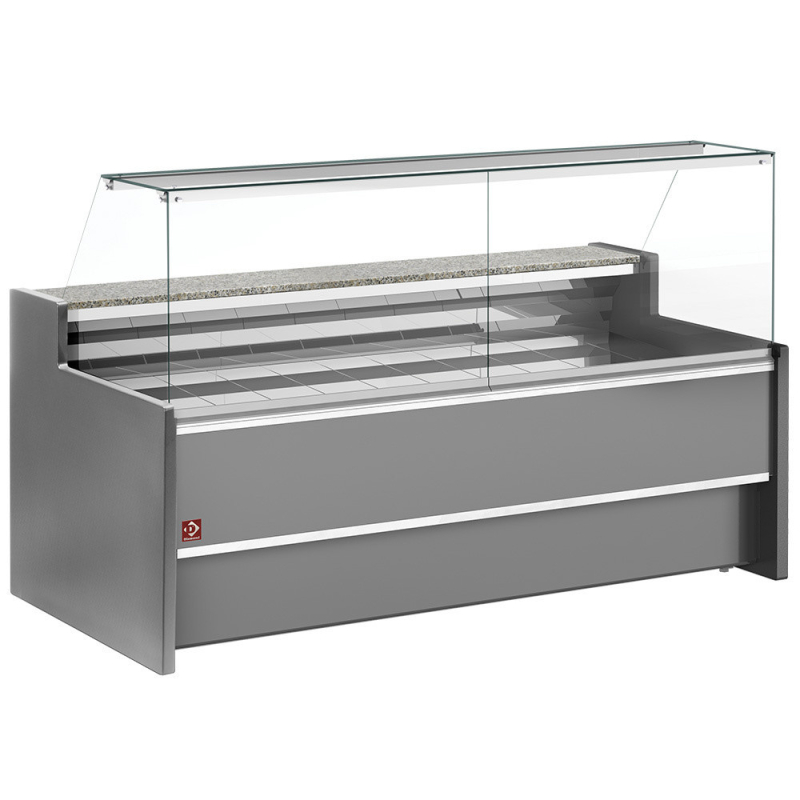Gekoelde toonbankvitrine met rechte 90&deg; ruit, geventileerd, met reserve - GRIJS - Diamond - FC30/G8-VR2