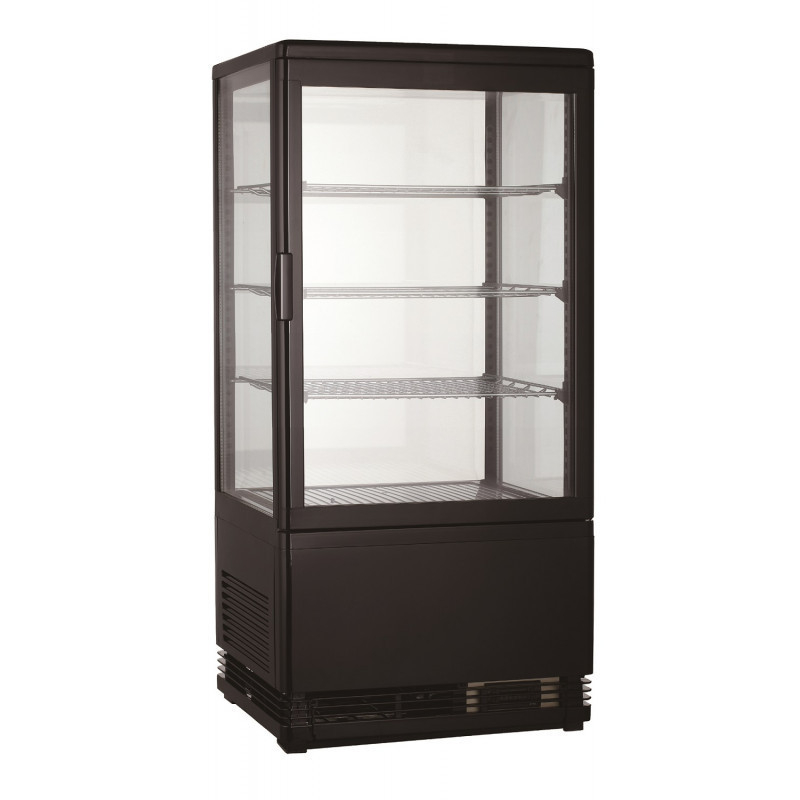 Gekoelde vitrine met 4 glazen zijden, zwart - 78 L - Combisteel - 7487.0175