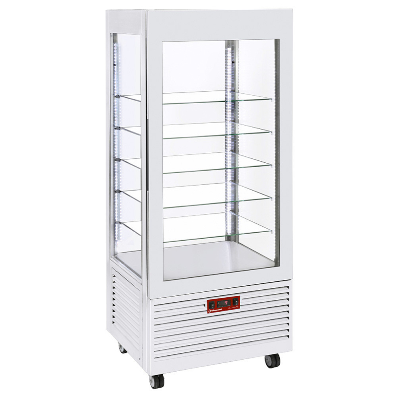 Vitrine 4 zijden positieve temperatuur, 5 glazen schappen, geforceerde luchtcirculatie, 480 L, WIT - Diamond - INN/VN-W5-R2