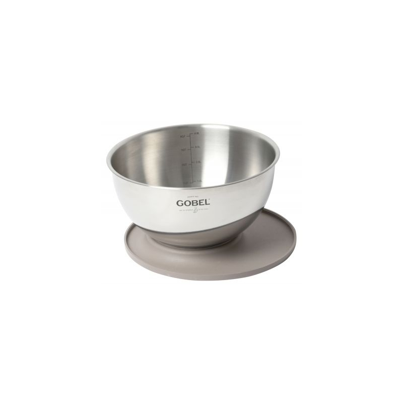 Cul de poule roestvrij staal met deksel-onderstel, &Oslash;24 cm, Gobel - Louis Tellier - GL20P003