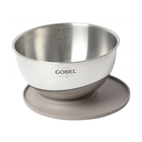 Cul de poule roestvrij staal met deksel-onderstel, &Oslash;24 cm, Gobel - Louis Tellier - GL20P003