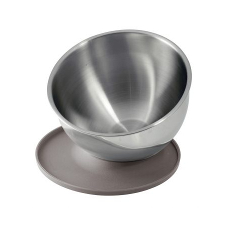 Cul de poule roestvrij staal met deksel-onderstel, &Oslash;24 cm, Gobel - Louis Tellier - GL20P003