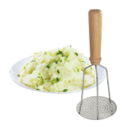 Pilon tamiseur &agrave; pur&eacute;e, manche en bois, inox, La Bonne Graine - Louis Tellier - N3029