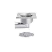 Siphon en inox 200x200 mm, sortie lat&eacute;rale 63 mm - Linum - FMC-3106-000