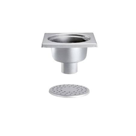 Roestvrij stalen afvoer 200x200 mm, verticale uitloop 63 mm - Linum - FMC-3101-000