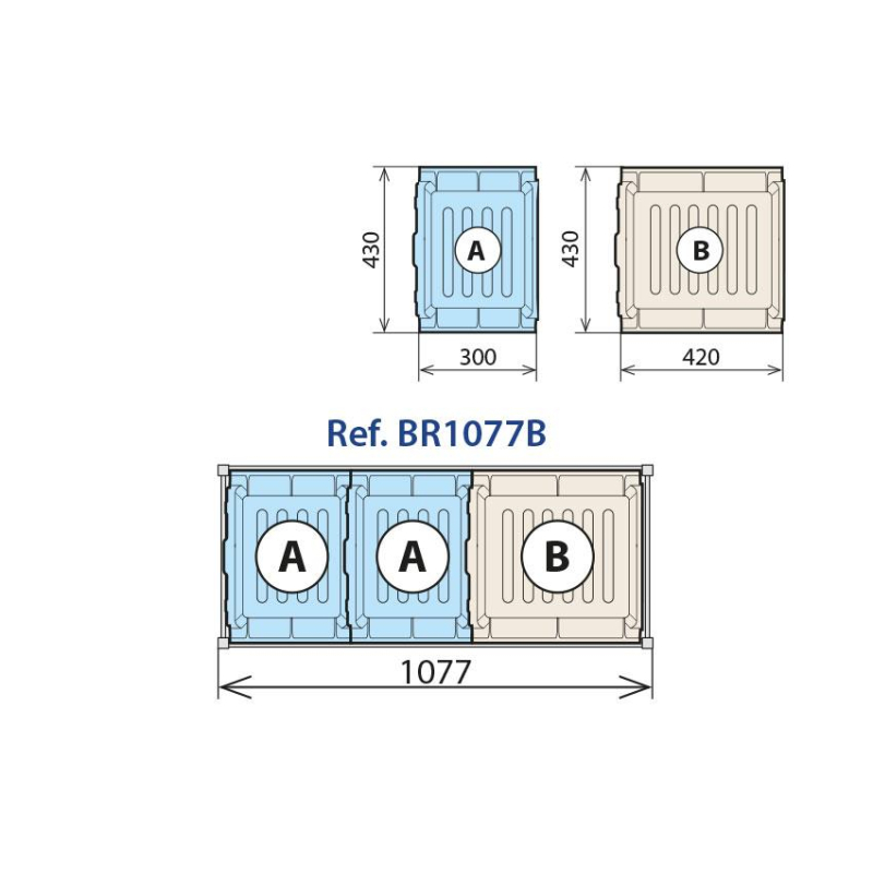 Combinatie van 460 x 1050 mm retentietank - Linum - BR1077B