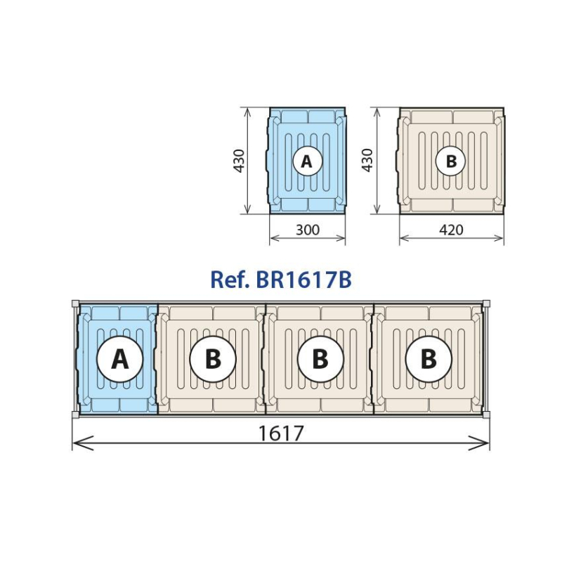 Combinatie lekbak 460 X 1590 mm - Linum - BR1617B