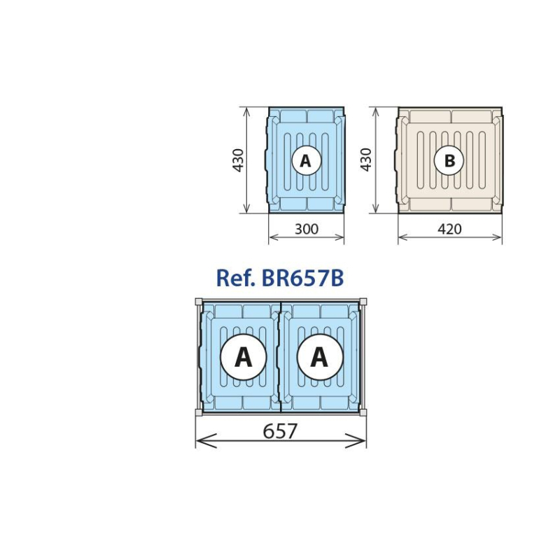 Combinatie lekbak 460 x 630 mm - Linum - BR657B