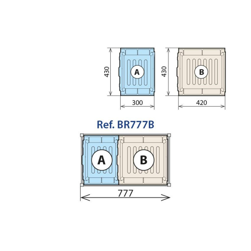 Combinatie van 460 x 750 mm retentietank - Linum - BR777B