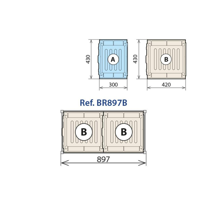Combinatie van 460 x 870 mm Retentietank - Linum - BR897B