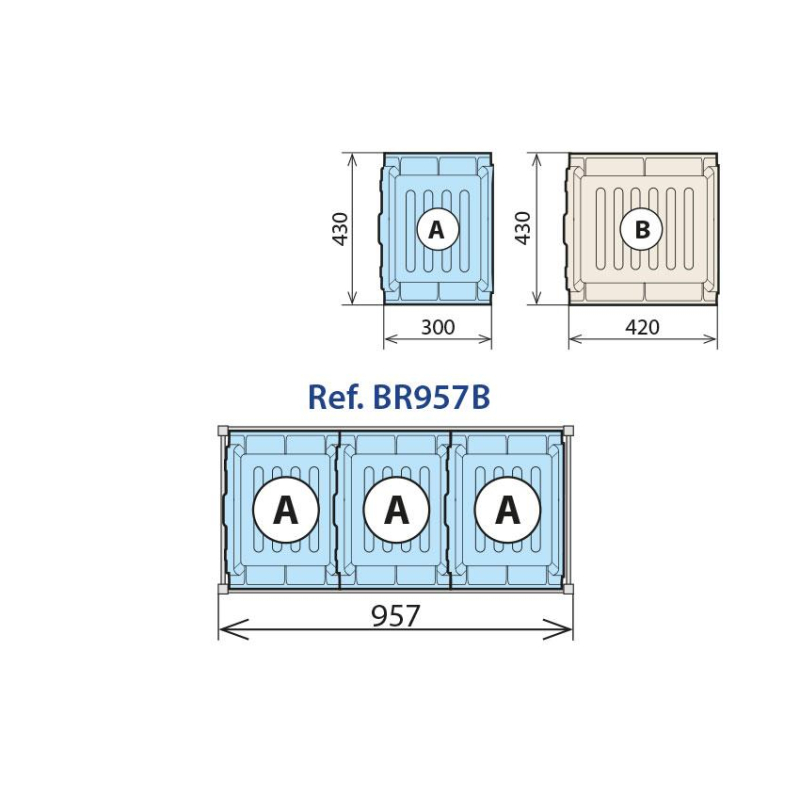 Combinatie van 460 x 930 mm Retentietank - Linum - BR957B