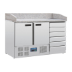 Marmeren blad pizzatoonbank 2 deuren 6 laden met bodemcompressor G serie - Polar - CT425