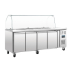 Comptoir de pr&eacute;paration r&eacute;frig&eacute;r&eacute; GN avec pare-haleine S&eacute;rie U 4 portes - Polar - CT395