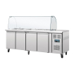 Comptoir de pr&eacute;paration r&eacute;frig&eacute;r&eacute; GN avec pare-haleine S&eacute;rie U 4 portes - Polar - CT395