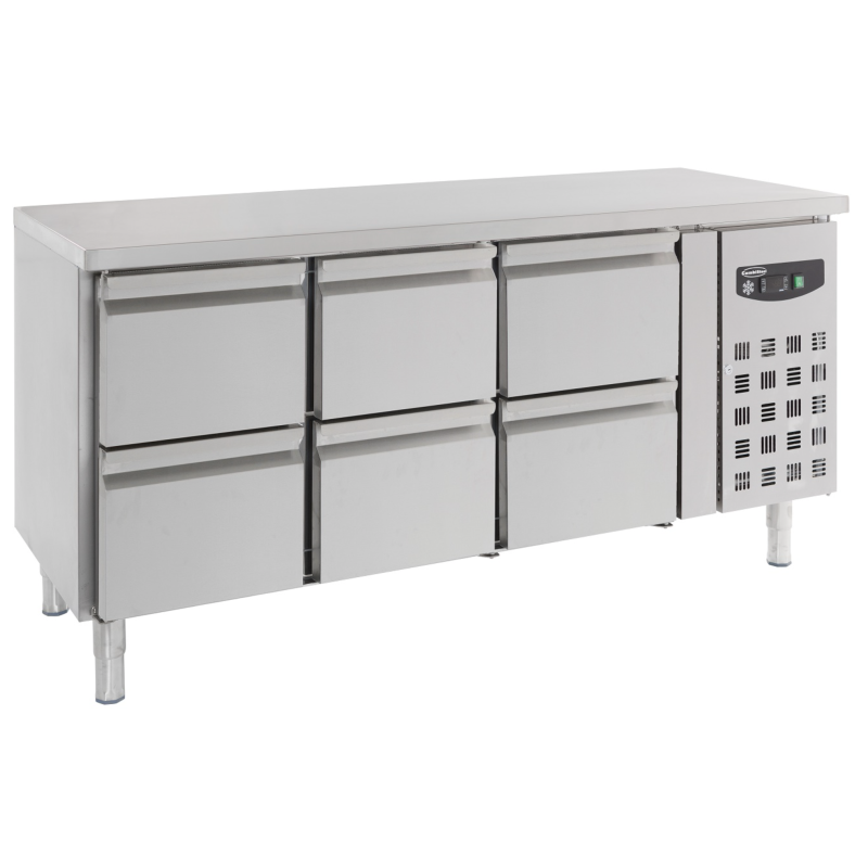 Roestvrij stalen koeltafel met 6 laden - 7950-cbs-0230