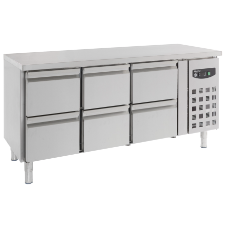 Roestvrij stalen koeltafel met 6 laden - 7950-cbs-0230